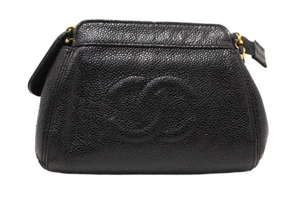 Chanel Vintage CC Black Caviar Leather Small Party Mini Shoulder Bag