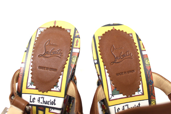 Christian Louboutin Pyraclou Tarot Wedge Espadrille Sandals size 40