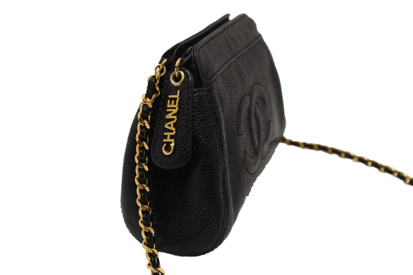 Chanel Vintage CC Black Caviar Leather Small Party Mini Shoulder Bag