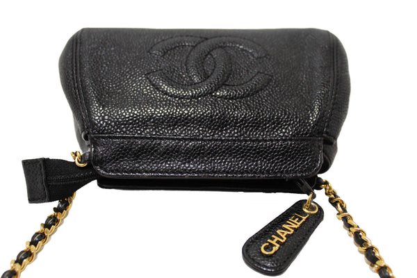 Chanel Vintage CC Black Caviar Leather Small Party Mini Shoulder Bag