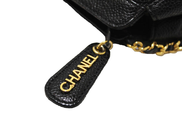 Chanel Vintage CC Black Caviar Leather Small Party Mini Shoulder Bag