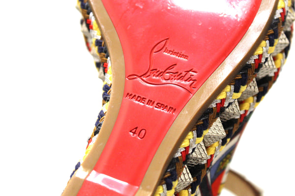 Christian Louboutin Pyraclou Tarot Wedge Espadrille Sandals size 40