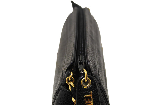 Chanel Vintage CC Black Caviar Leather Small Party Mini Shoulder Bag