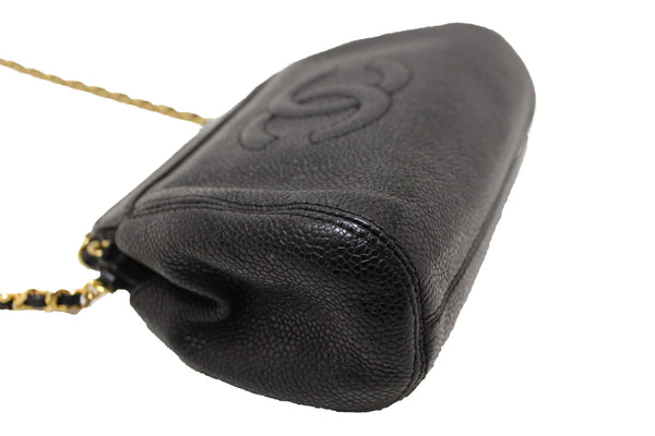 Chanel Vintage CC Black Caviar Leather Small Party Mini Shoulder Bag