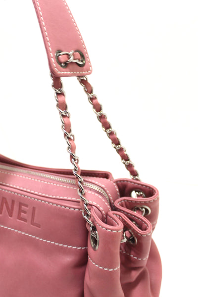 Chanel Pink Lambskin Leather Shoulder Bag