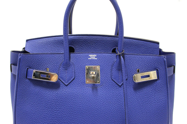 Hermes Bleu  Electrique Togo Leather Birkin 30 Handbag