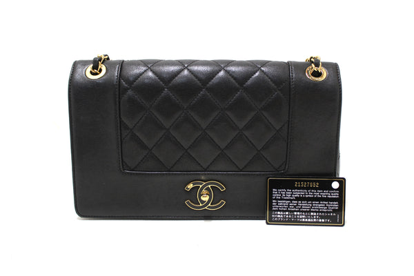 Chanel Black Quilted Goatskin Leather Large Mademoiselle Flap Bag
