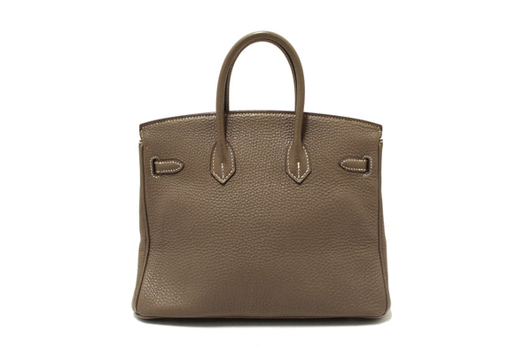 Hermes Etoupe Togo Leather Birkin 25 Handbag