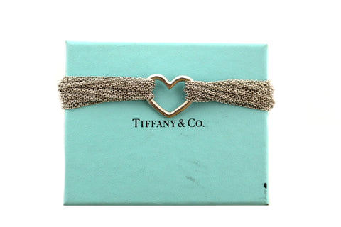 Tiffany & Co. Sterling Silver Open Heart Multi Strand Bracelet