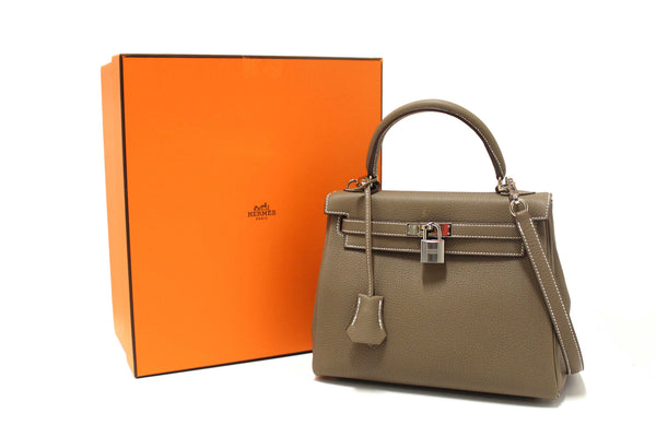 Hermes Etoupe Togo Leather Retourne Kelly 25 Handbag/Shoulder Bag