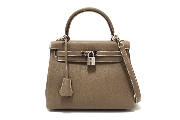 Hermes Etoupe Togo Leather Retourne Kelly 25 Handbag/Shoulder Bag