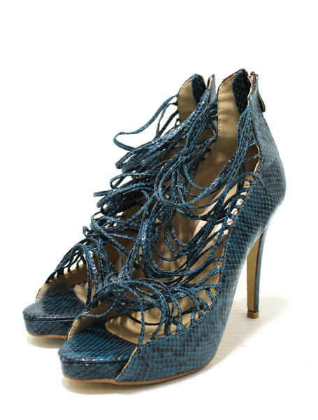 Jimmy Choo Green Snakeskin Embossed Strap Pump Heel size 41
