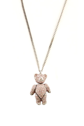 Christian Dior Vintage Pink Crystal Teddy Bear Necklace