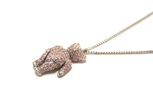 Christian Dior 復古粉紅水晶泰迪熊項鍊