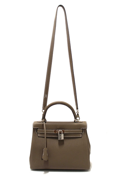 Hermes Etoupe Togo Leather Retourne Kelly 25 Handbag/Shoulder Bag