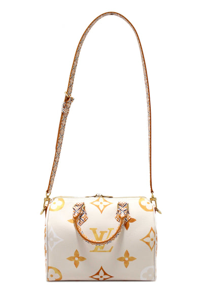 NEW Louis Vuitton Limited Edition Beige/Orange Monogram Giant By The Pool 2.0 Speedy 25 Bandouliere Bag