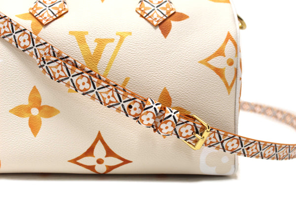 NEW Louis Vuitton Limited Edition Beige/Orange Monogram Giant By The Pool 2.0 Speedy 25 Bandouliere Bag