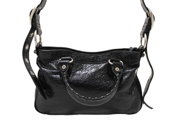 NEW Balenciaga Black Arena Lambskin Leather Neo Cagole Small Tote Bag