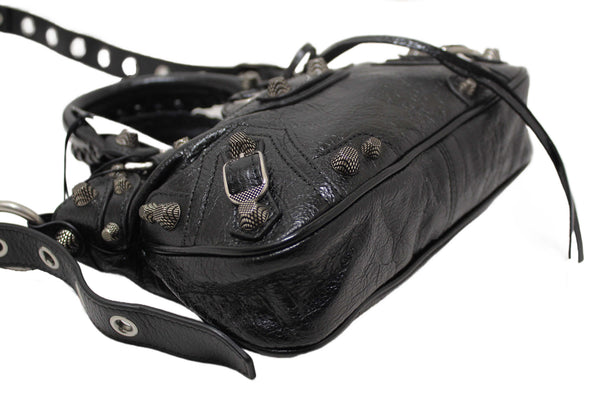 NEW Balenciaga Black Arena Lambskin Leather Neo Cagole Small Tote Bag