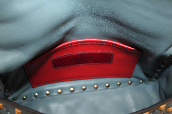 Valentino Garavani Blue Quilted Nappa Leather Rockstud Spike Small Shoulder Bag