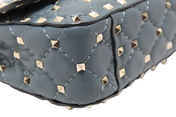Valentino Garavani Blue Quilted Nappa Leather Rockstud Spike Small Shoulder Bag