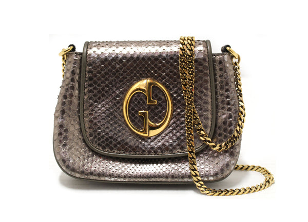 Gucci Metallic Python Leather 1973 Chain Small Shoulder Bag