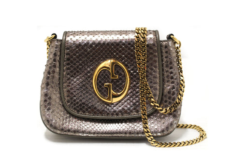 Gucci Metallic Python Leather 1973 Chain Small Shoulder Bag | Italystation.com - Shop Now at italystation.com
