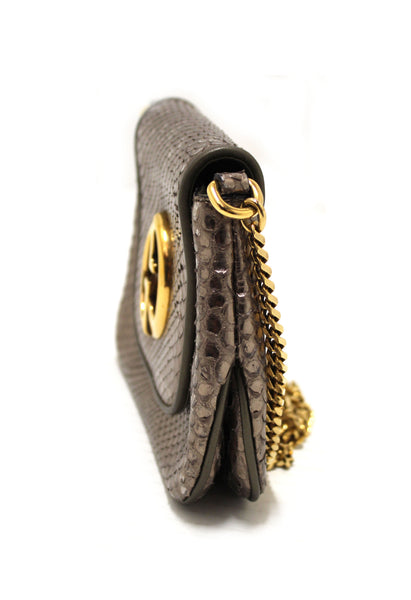Gucci Metallic Python Leather 1973 Chain Small Shoulder Bag