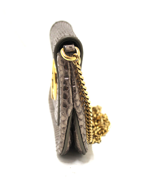 Gucci Metallic Python Leather 1973 Chain Small Shoulder Bag