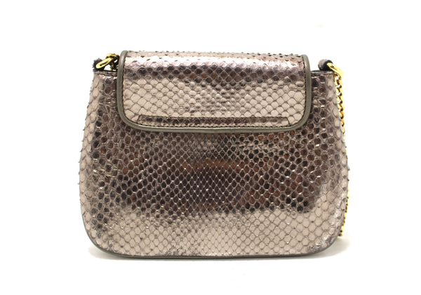 Gucci Metallic Python Leather 1973 Chain Small Shoulder Bag