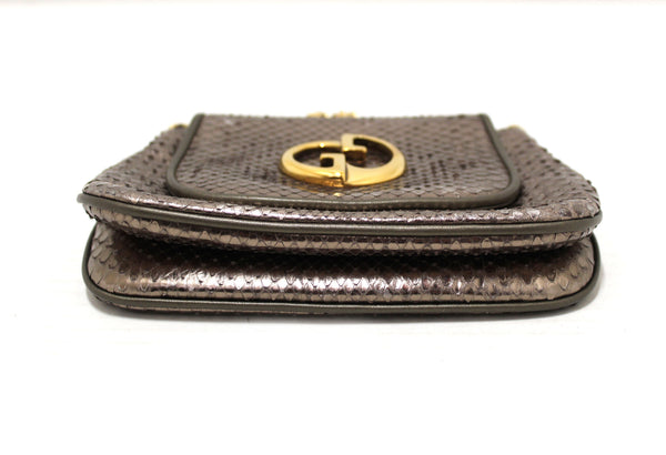 Gucci Metallic Python Leather 1973 Chain Small Shoulder Bag