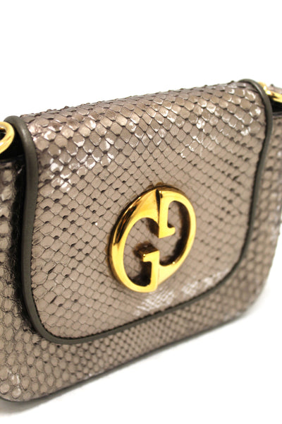 Gucci Metallic Python Leather 1973 Chain Small Shoulder Bag