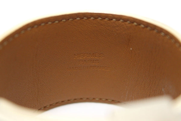 Hermes White Togo Leather Collier De Chien CDC Bracelet Size S