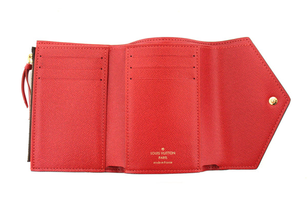 Louis Vuitton Damier Ebene Victorine 紅色內裝三折錢包
