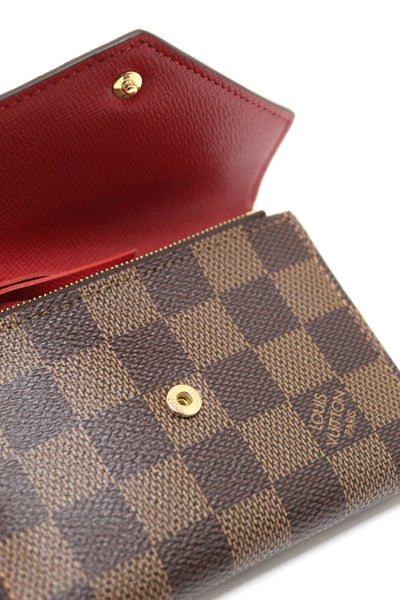 Louis Vuitton Damier Ebene Victorine with Red Interior Trifold Wallet