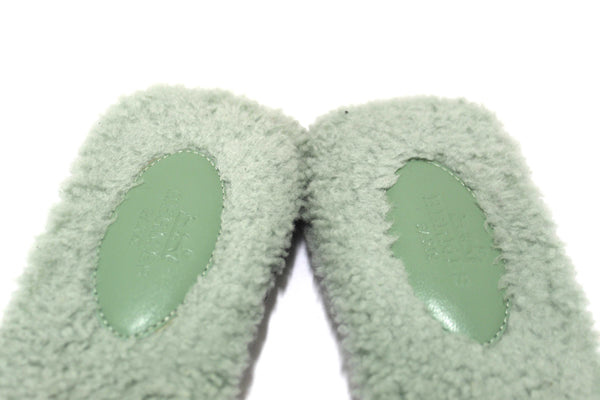 Hermes Green Shearling Fur Oran Flat Sandal Shoes Size 38