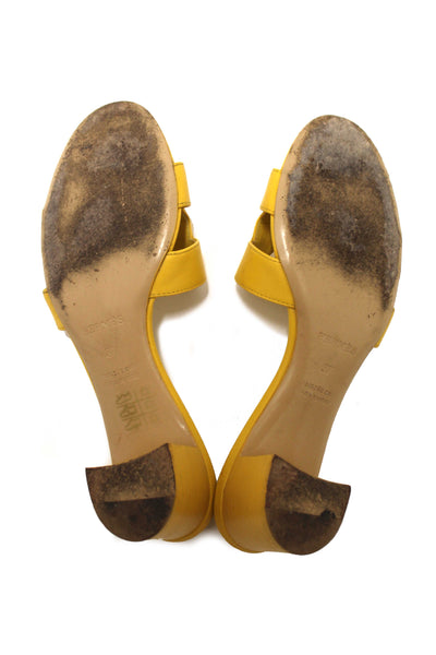 Hermes Yellow Calfskin Leather Oasis H Sandals Shoes with Block Heels Size 37