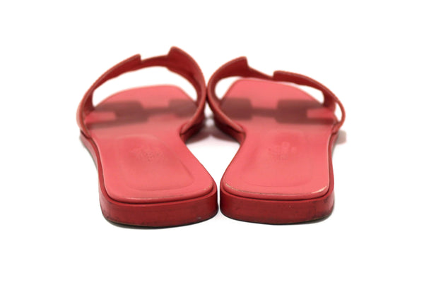 Hermes Pink Calfskin Leather Oran Flat Sandals Shoes Size 37