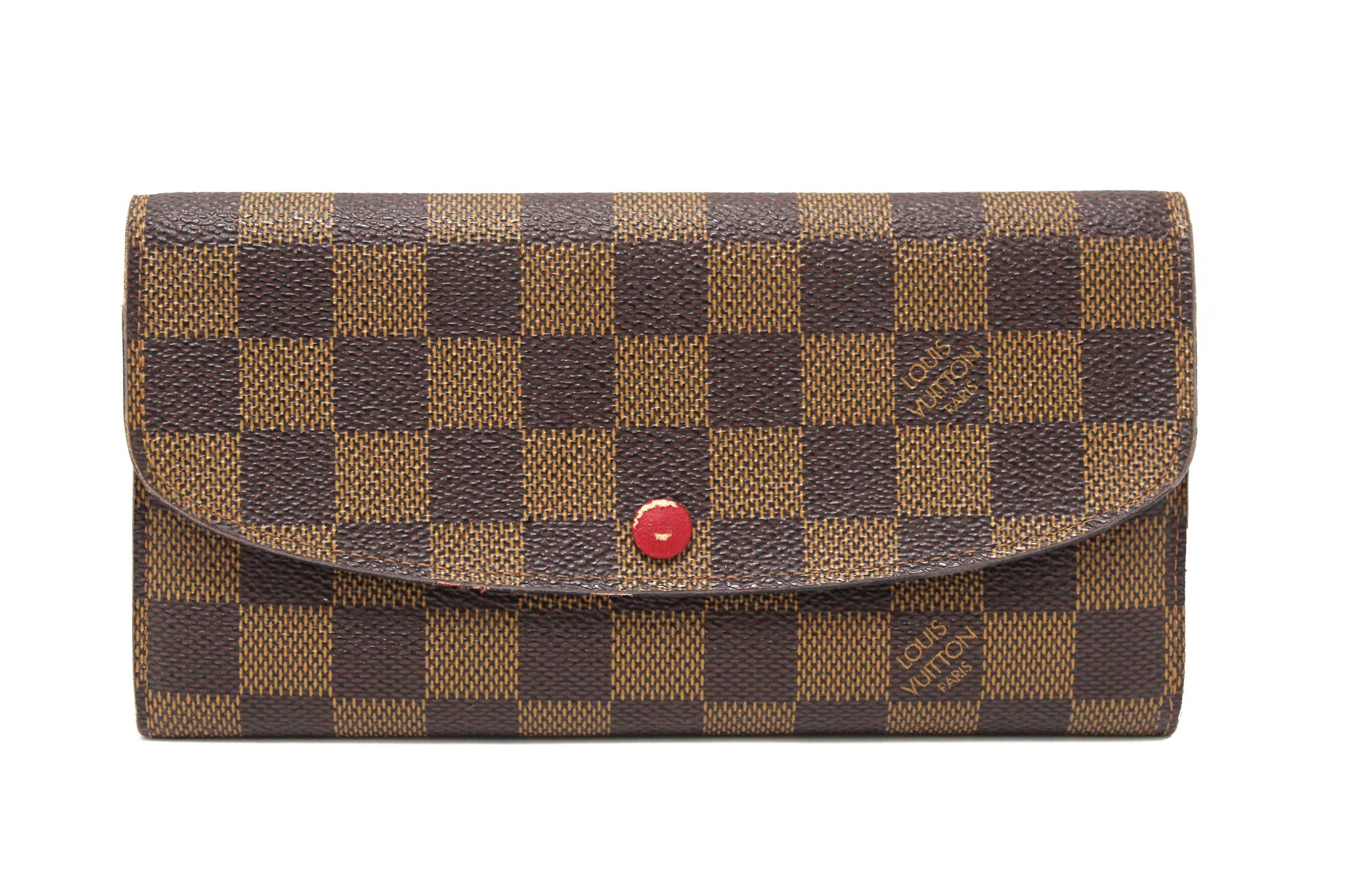Louis Vuitton Damier Ebene Canvas Emilie Wallet Red