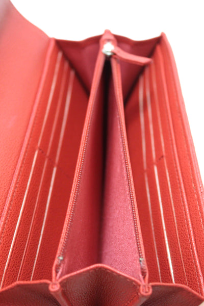 Chanel Red Quilted Caviar Leather CC Box Flap Long Wallet