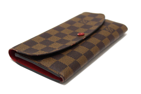 Louis Vuitton Damier Ebene Canvas Emilie Wallet Red