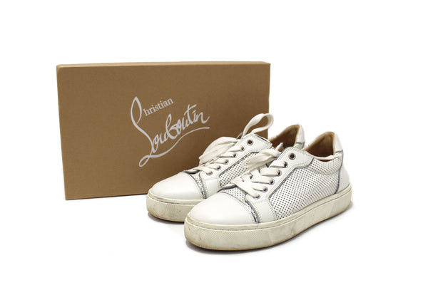 Christian Louboutin White and Silver Vieirissima Sneaker Size 39