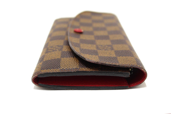 Louis Vuitton Damier Ebene Canvas Emilie Wallet Red