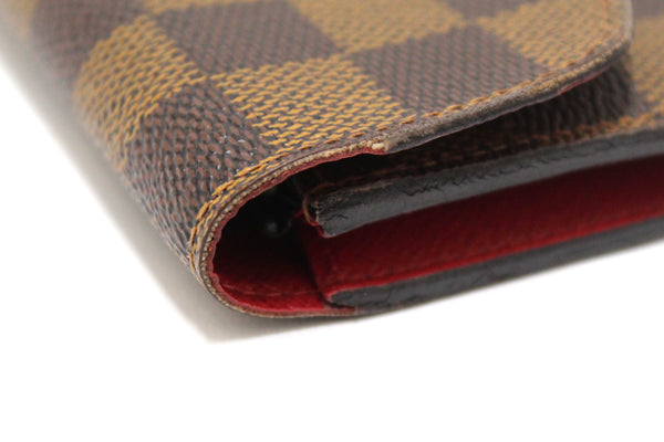 Louis Vuitton Damier Ebene Canvas Emilie Wallet Red