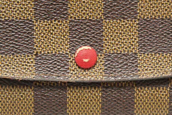 Louis Vuitton Damier Ebene Canvas Emilie Wallet Red