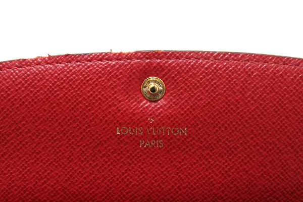 Louis Vuitton Damier Ebene Canvas Emilie Wallet Red