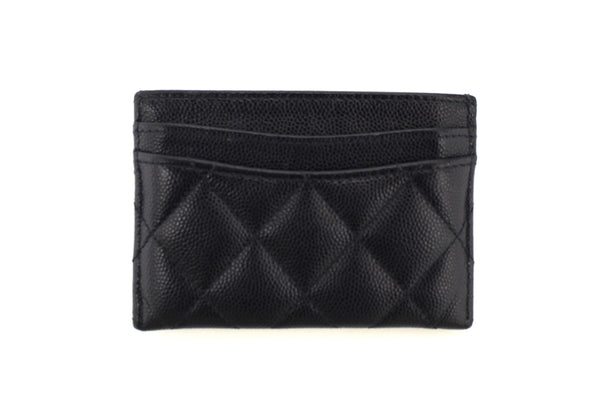 Chanel Navy Blue Quilted Caviar Leather Card Holder