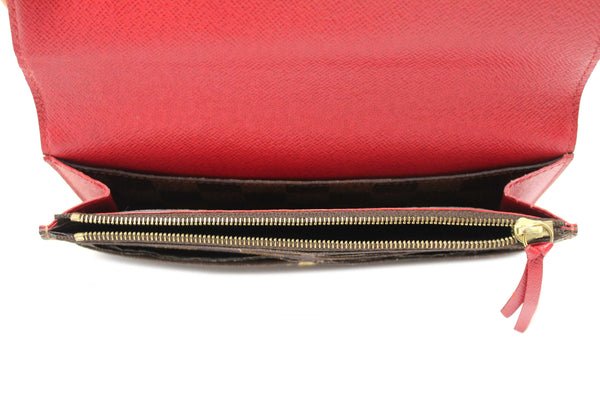 Louis Vuitton Damier Ebene Canvas Emilie Wallet Red