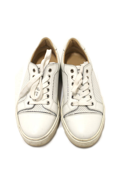 Christian Louboutin White and Silver Vieirissima Sneaker Size 39