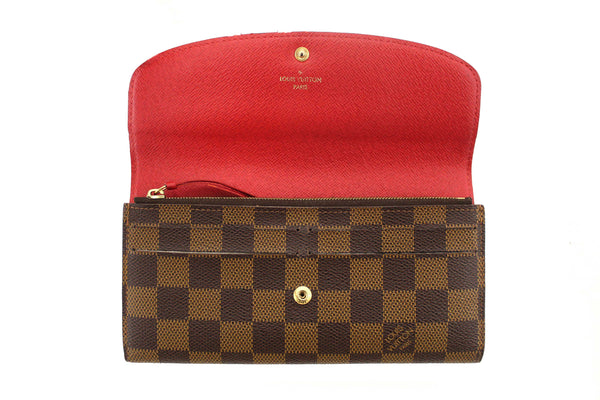 Louis Vuitton Damier Ebene Canvas Emilie Wallet Red